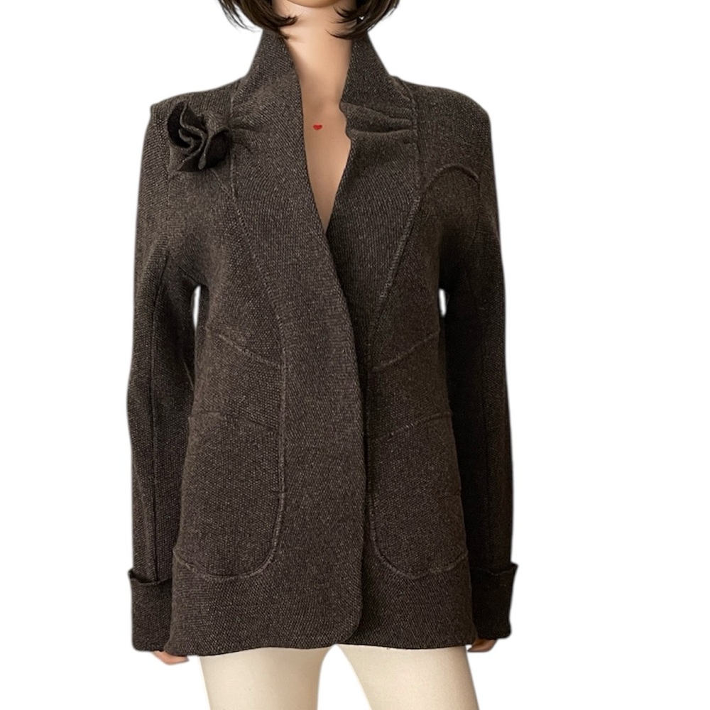 NWT Vintage Italian LO RI  Brown Knit Sweater Blazer Made in Italy